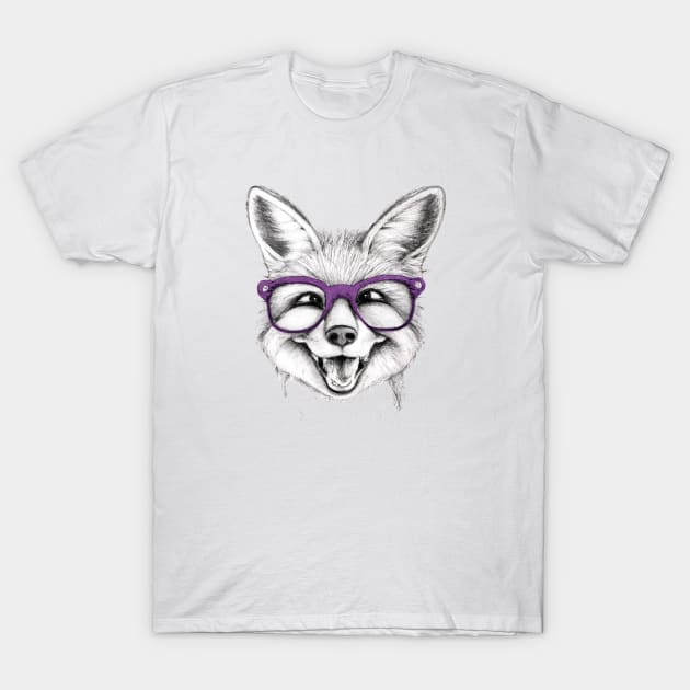 Smiling baby fox with glasses T-Shirt by Rising_Air